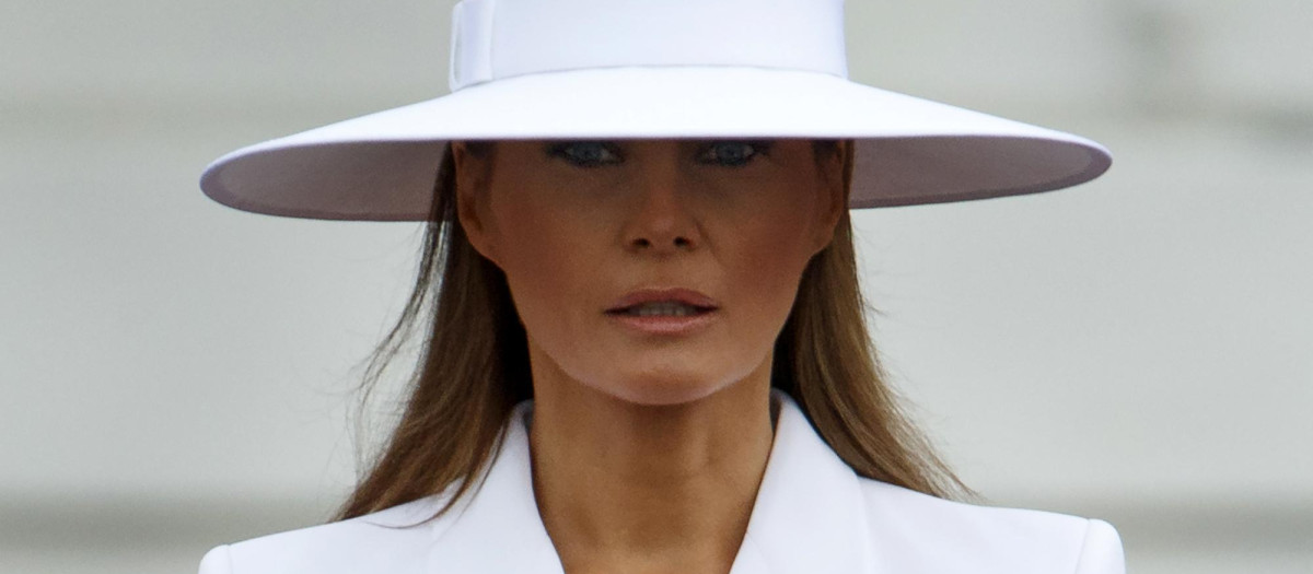 Melania Trump en su primera visita oficial de Estado, en 2018