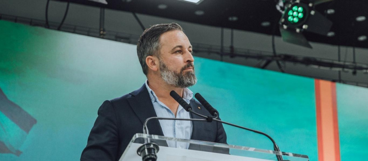 El presidente de Vox, durante su primera rueda de prensa tras saltar a la palestra informativa la crisis interna del PP