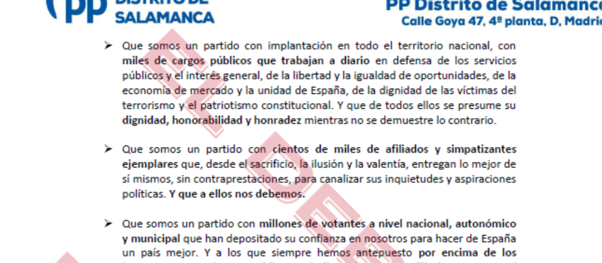 Extracto de la carta enviada a Génova
