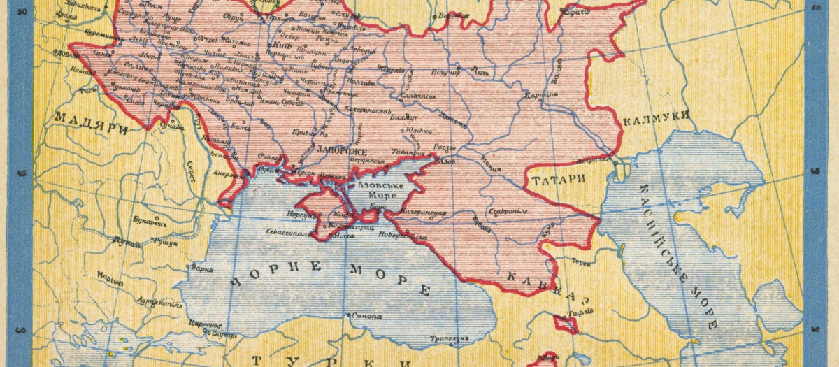 Mapa de Ucrania en 1919 en una postal de correos