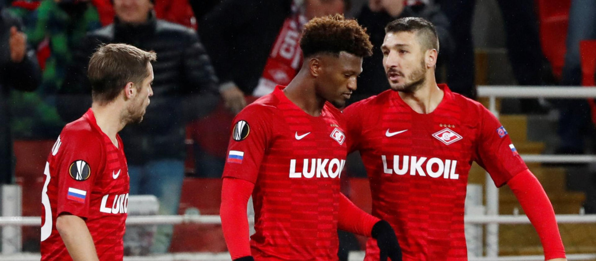 Jugadores del Spartak de Moscú durante un partido de Europa League