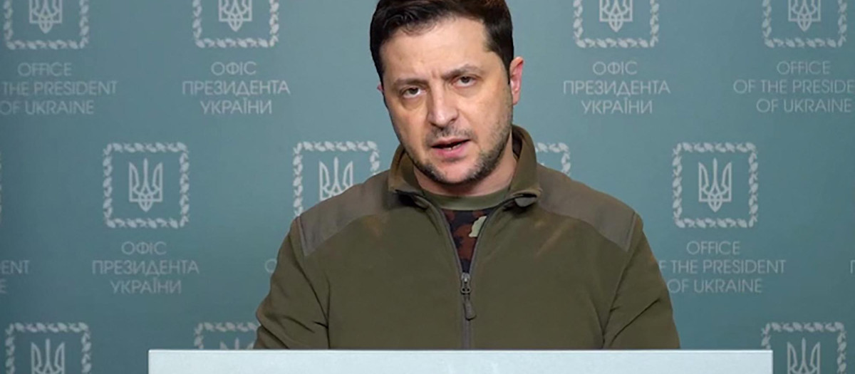 El presidente de Ucrania, Vladimir Zelensky, durante un discurso