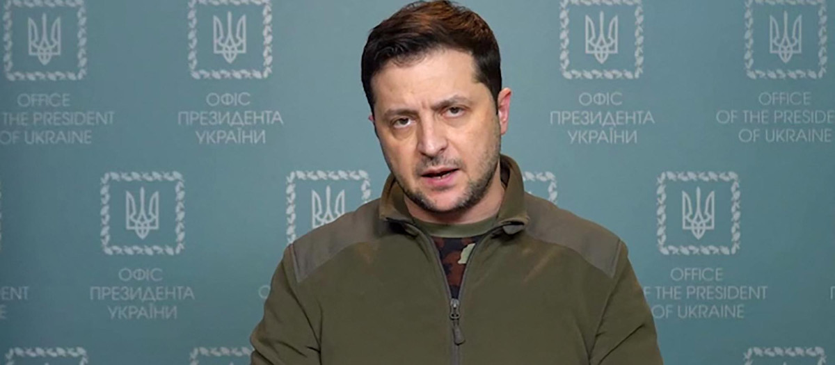 El presidente de Ucrania, Vladimir Zelensky, durante un discurso