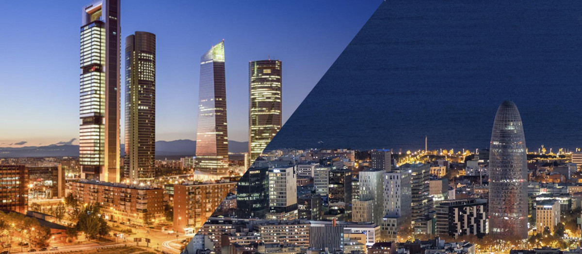 Montaje / Infografía / comparativa Madrid Barcelona