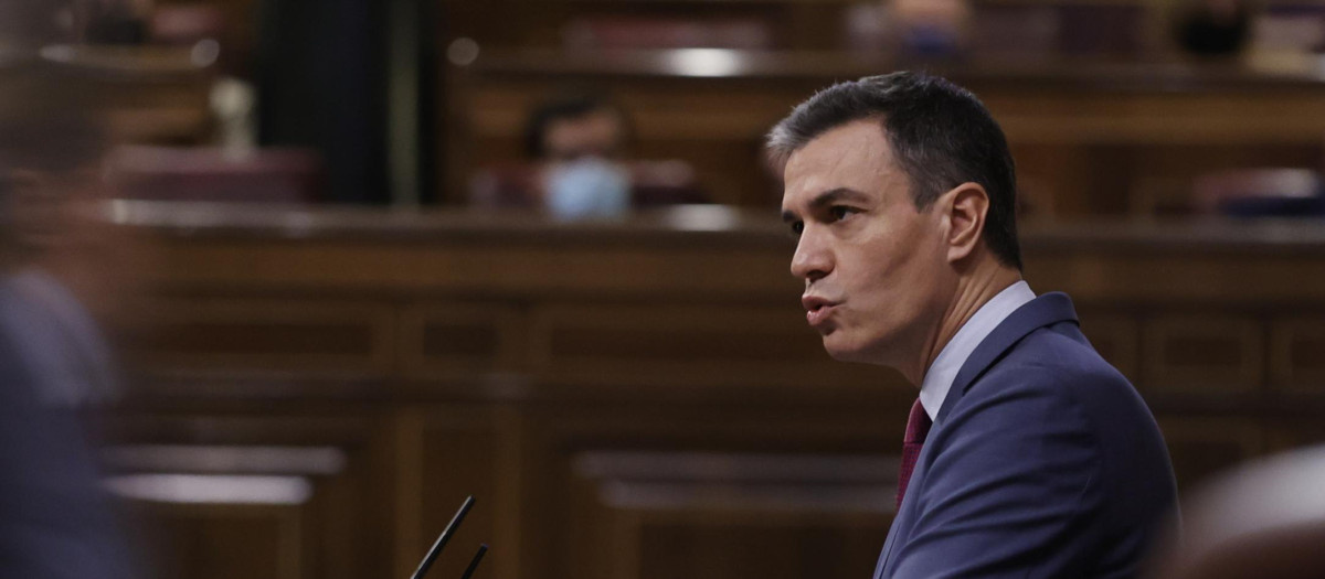 Pedro Sánchez durante su intervención en el Congreso