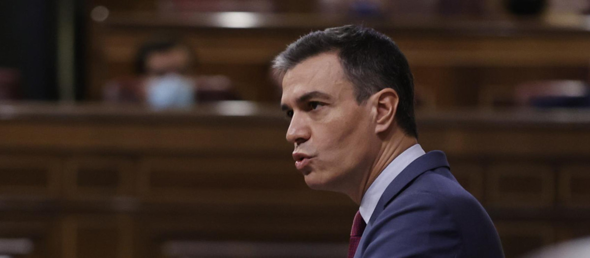 Pedro Sánchez durante su intervención en el Congreso
