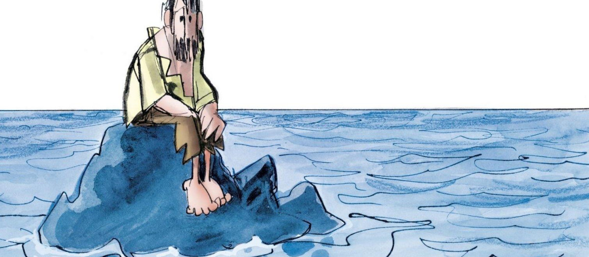 Detalle de portada de «Hombre solo» de Mingote