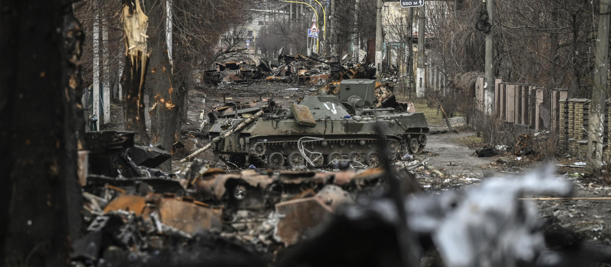 Vehículos rusos destruidos Ucrania