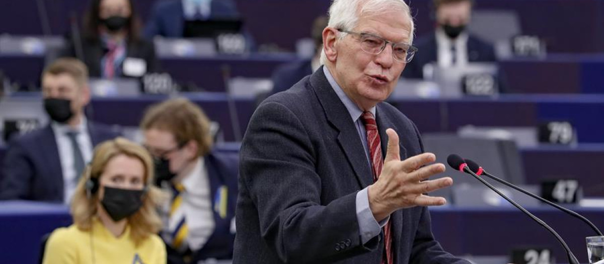 Josep Borrell durante su intervención en Estrasburgo