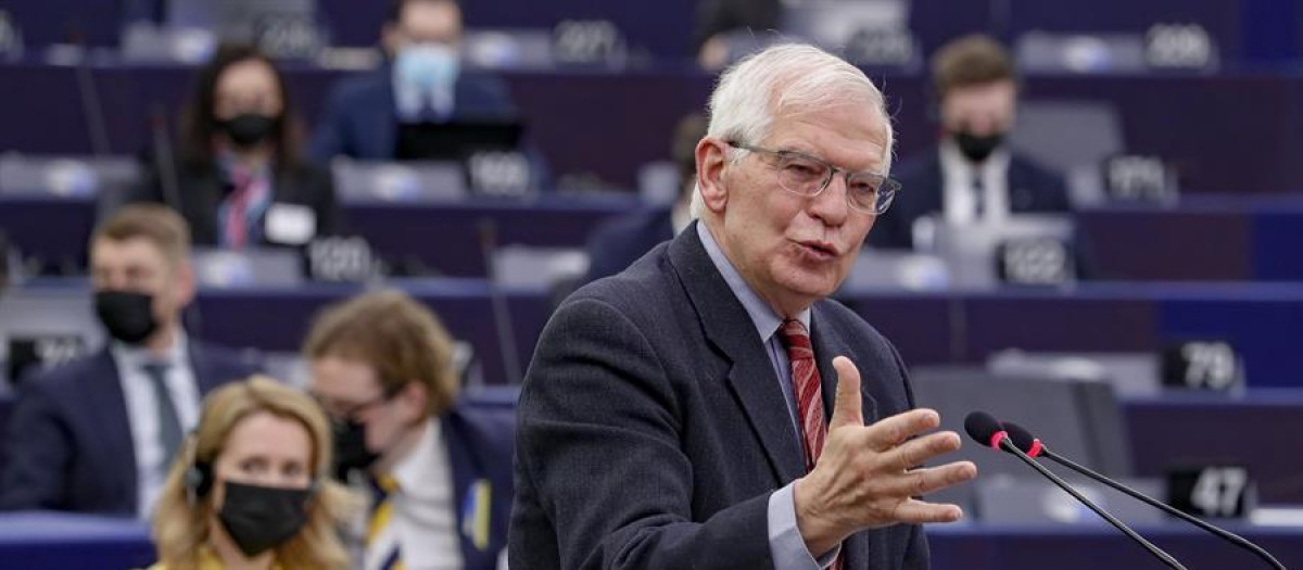 Josep Borrell durante su intervención en Estrasburgo
