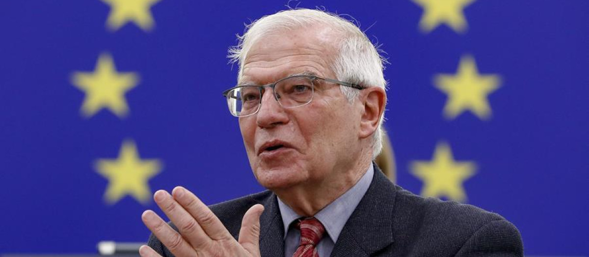 Josep Borrell durante su intervención en Estrasburgo