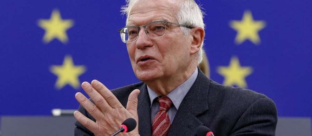 Josep Borrell durante su intervención en Estrasburgo