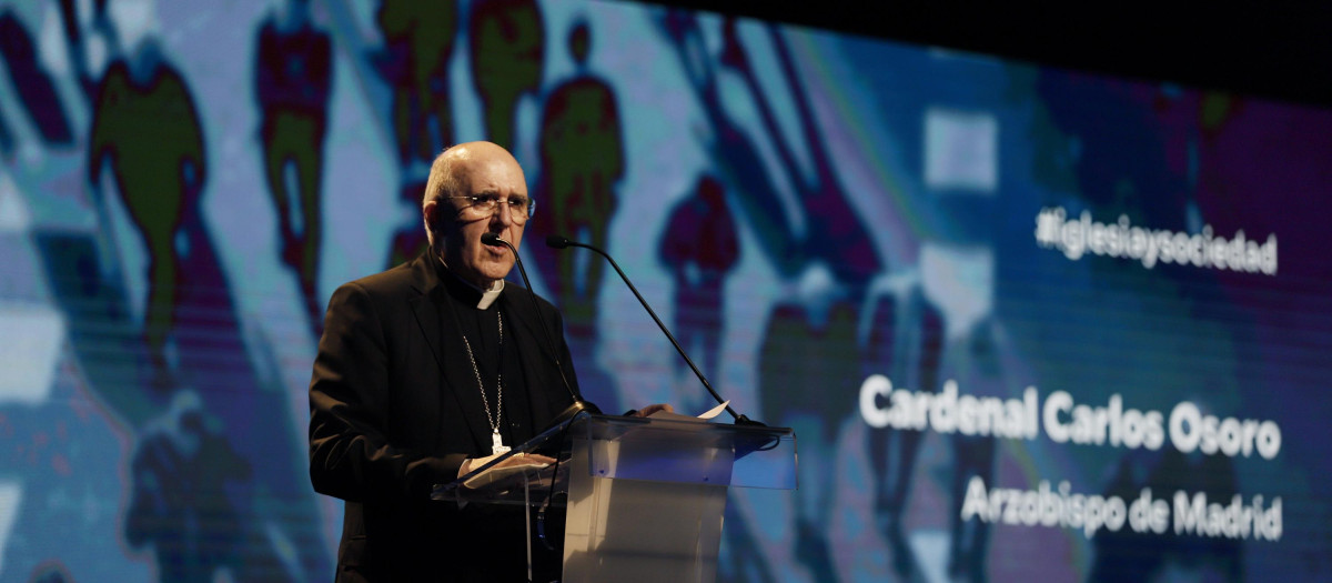 El cardenal Osoro, durante su intervención en el Congreso Iglesia y sociedad democrática