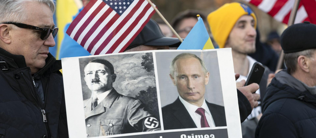 Manifestación de protesta contra la invasión de Ucrania en Washington, el pasado mes de febrero