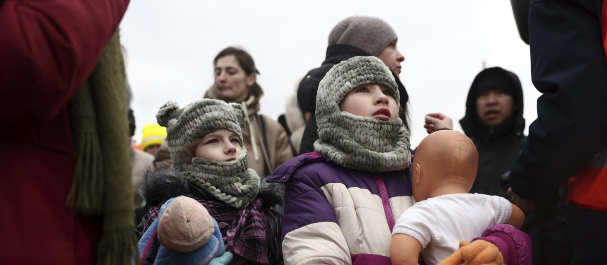 Refugiados ucranianos en Medyka.