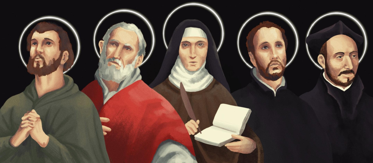 Isidro Labrador, Ignacio de Loyola, Francisco Javier, Teresa de Ávila y Felipe de Neri