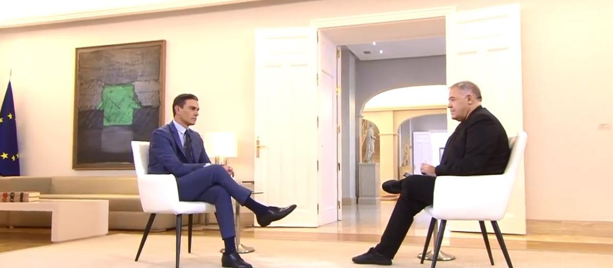El presidente del Gobierno, Pedro Sánchez, durante la entrevista concedida a La Sexta