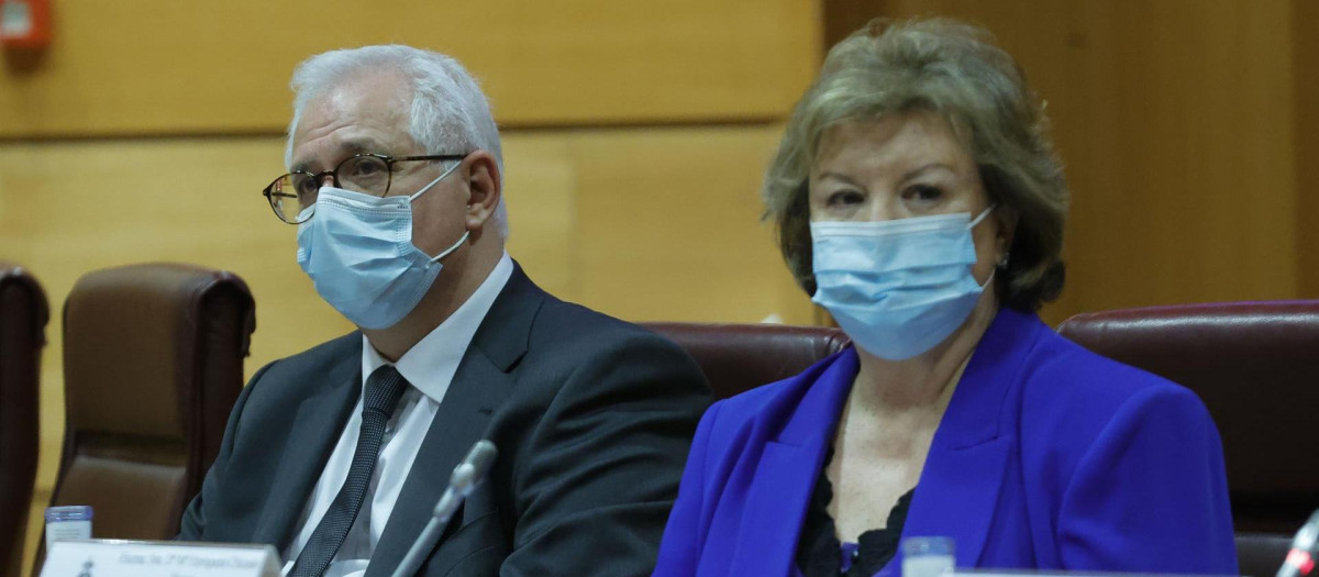 El subdirector del Tribunal de Cuentas, Agustín Torreblanca (i) junto a la presidenta del Tribunal de Cuentas de España, Mª Enriqueta Chicano