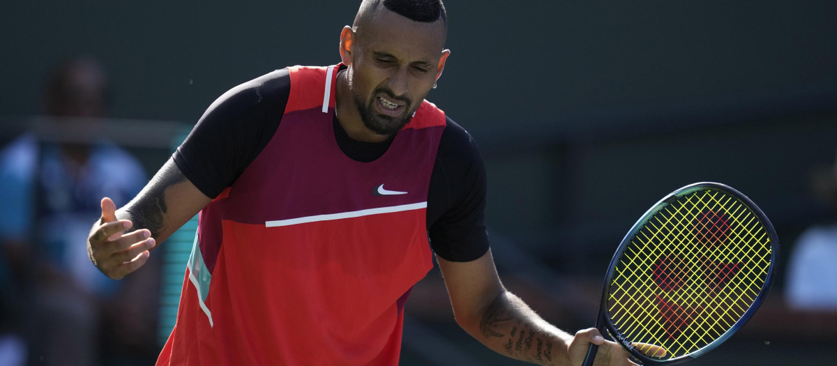 Nick Kyrgios muestra su descontento tras perder un punto contra Nadal