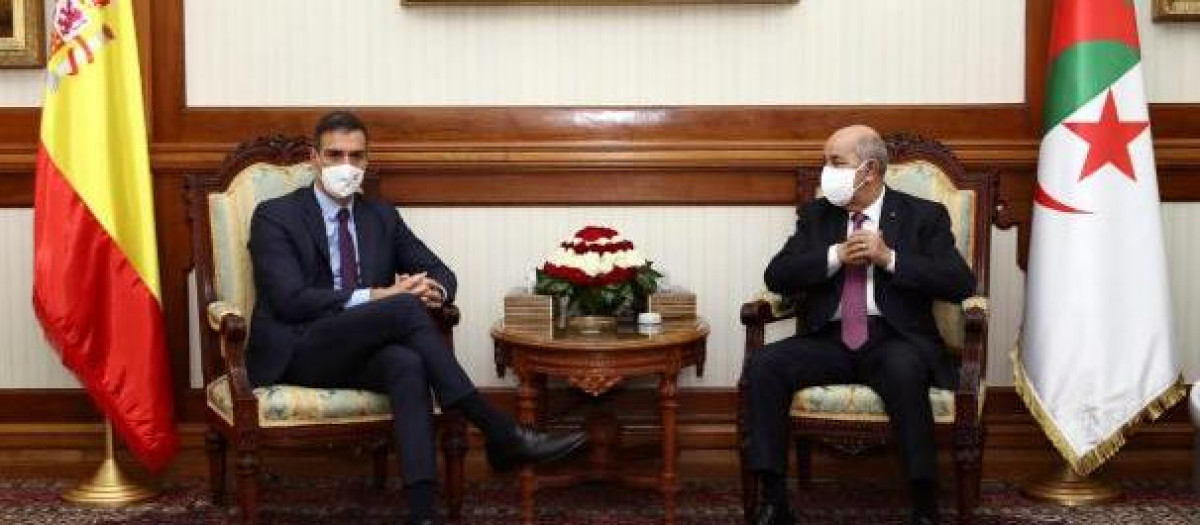 Pedro Sánchez y el presidente de Argelia, Abdelmadjid Tebboune. Imagen de archivo.