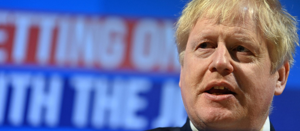 El primer ministro británico, Boris Johnson, durante su intervención en la Conferencia de Primavera del Partido Conservador en Blackpool, este sábado