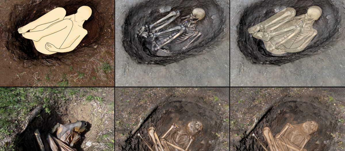 Posición de las momias encontradas en el yacimiento en el sur de Portugal