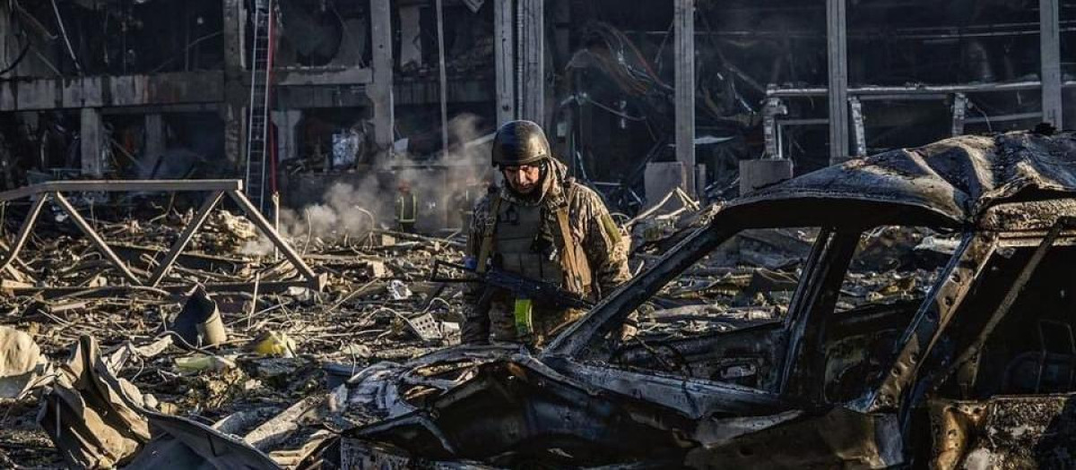 Destrucción centro comercial Kiev