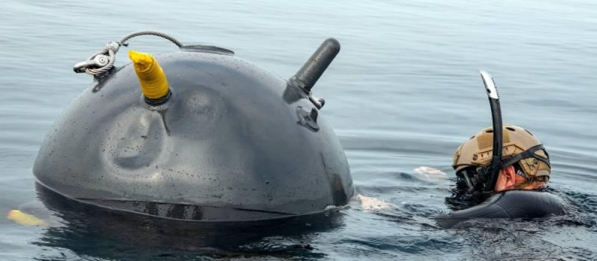 Mina marina usada por la defensa ucraniana en el Mar Negro