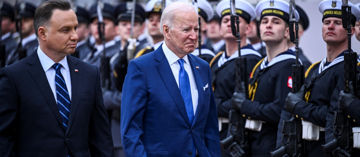 El presidente de los Estados Unidos, Joe Biden (D), y el presidente de Polonia, Andrzej Duda