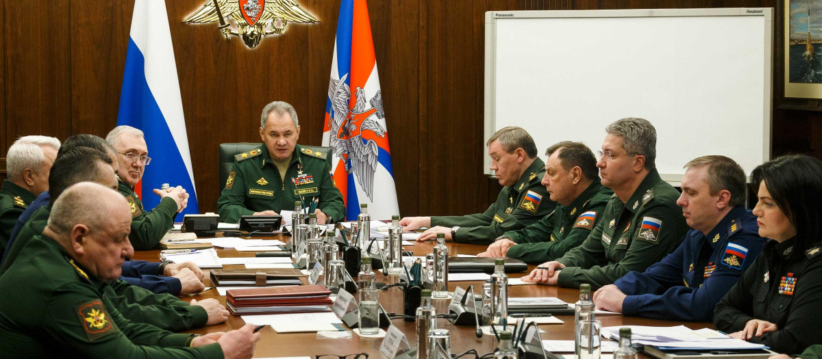 Reunión del alto mando militar de Rusia presidida por Serguéi Shoigú, Ministro de Defensa