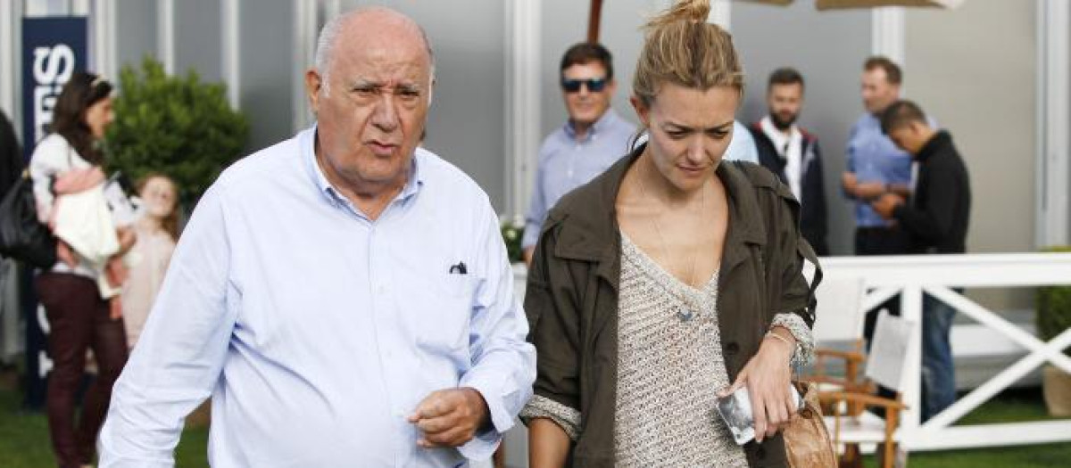 Amancio Ortega y su hija Marta, durante un concurso en el club hípico Casas Novas