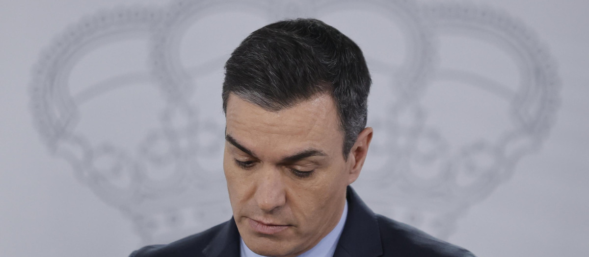 El presidente del Gobierno, Pedro Sánchez durante la rueda de prensa conjunta con el primer ministro de la República de Croacia, Andrej Plenkovic