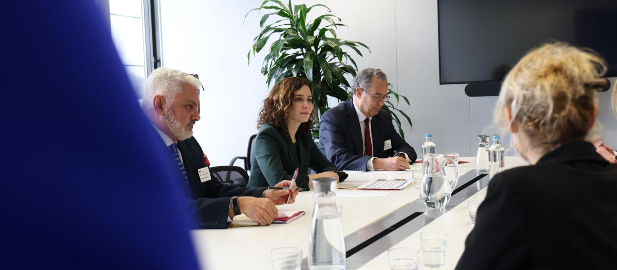 La presidenta de la Comunidad de Madrid, Isabel Díaz Ayuso, durante su viaje a Bruselas.