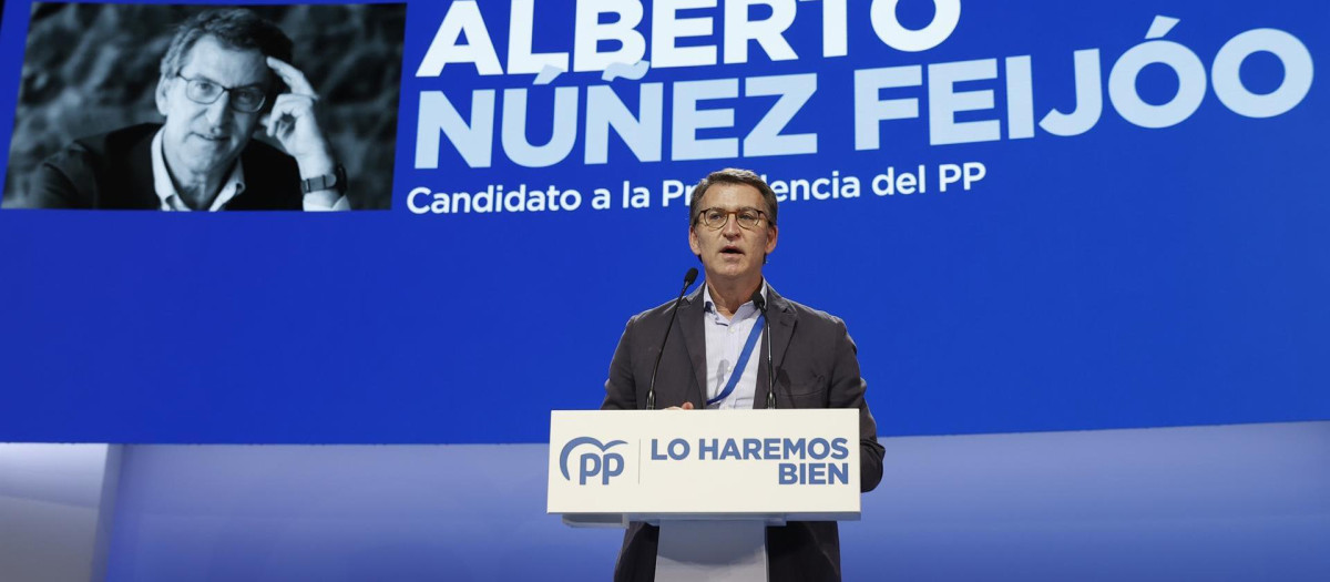 Feijóo durante su discurso en el Congreso del PP