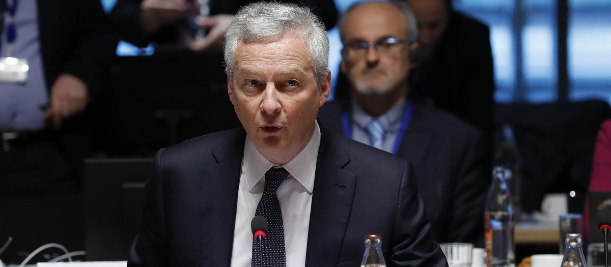 El ministro de Finanzas francés, Bruno Le Maire, durante la reunión del Ecofin
