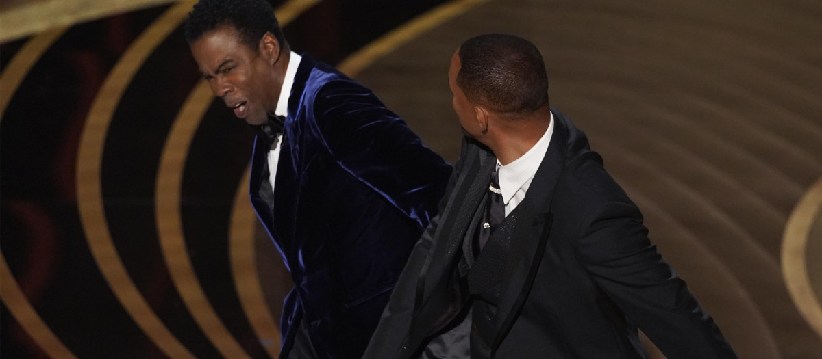 Actors Will Smith and Chris Rock during 94th Academy Awards ( Oscars ) on Sunday, March 27, 2022, in Los Angeles.