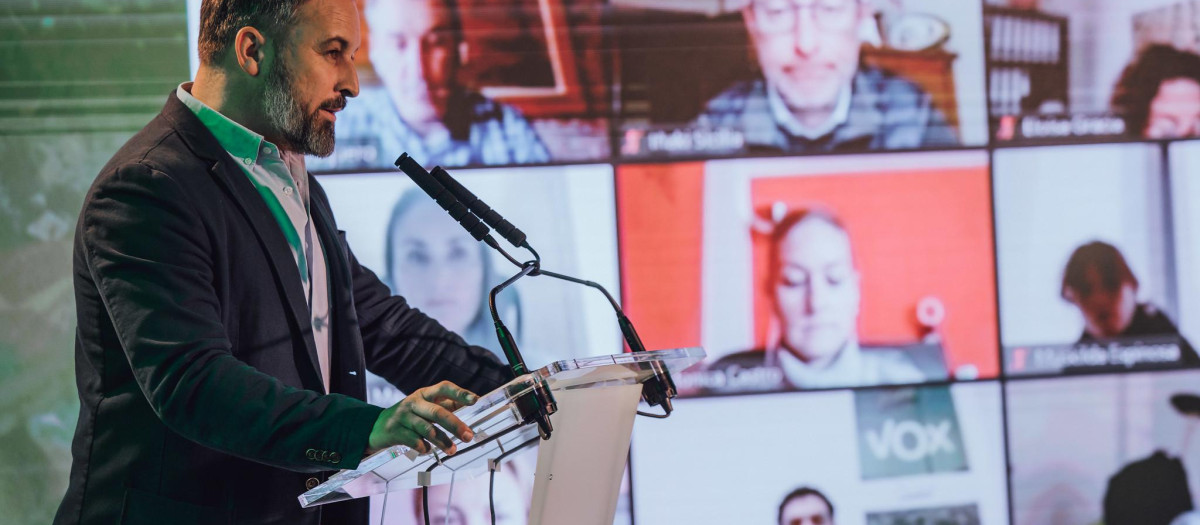 Santiago Abascal, durante la última Asamblea General Ordinaria celebrada en la sede nacional de su partido