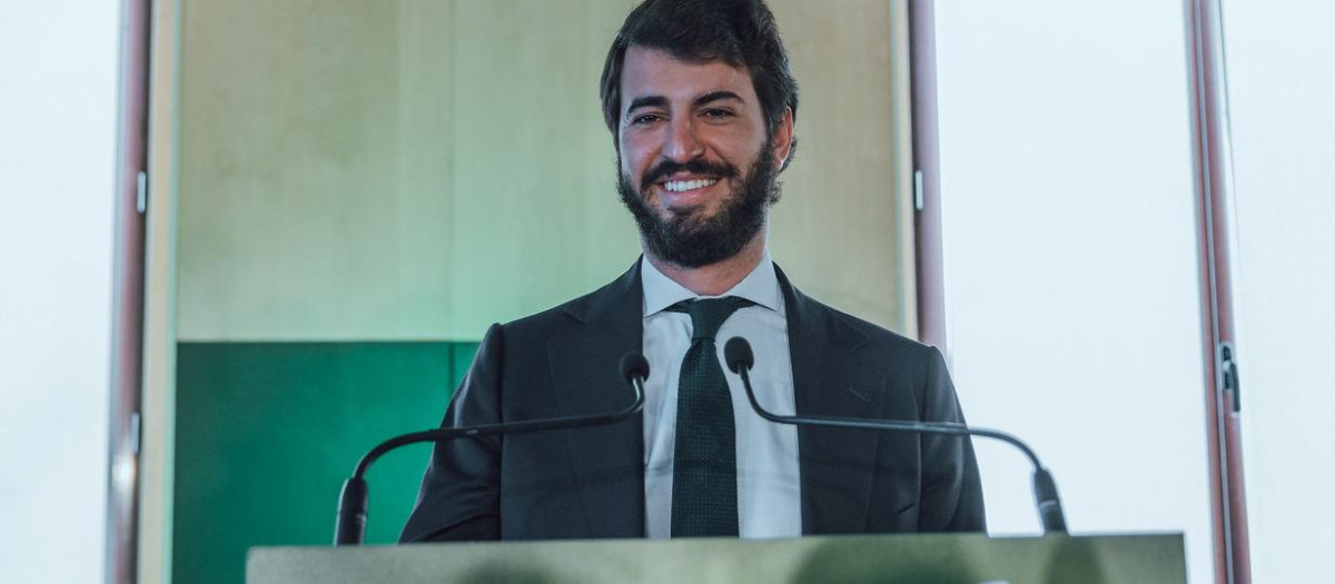 Juan García-Gallardo, el futuro vicepresidente de la Junta de Castilla y León, la noche electoral en que su partido obtuvo 13 procuradores