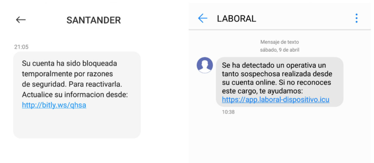 Intentos de estafa bancaria por SMS