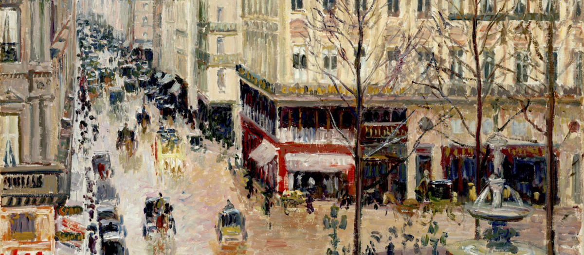 Detalle de 'Rue Saint-Honoré por la tarde. Efecto de lluvia' (1897)