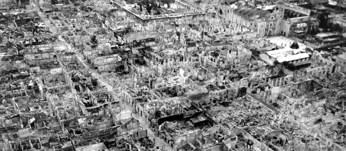 Vista aérea de Manila en 1945