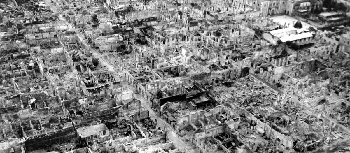 Vista aérea de Manila en 1945