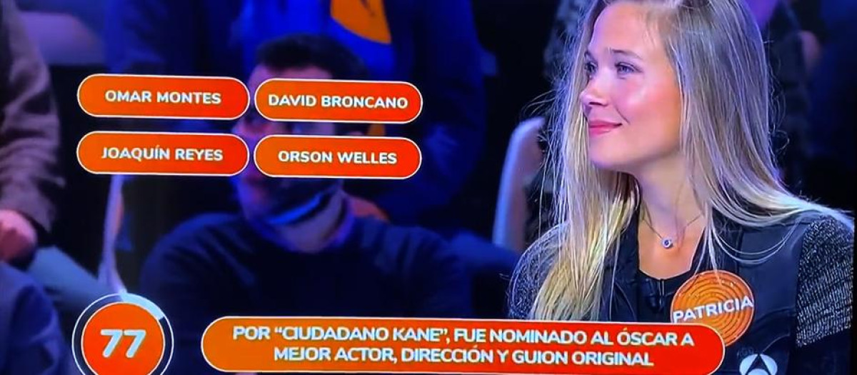Patricia Montero, en el momento de su divertido fallo en Pasapalabra
