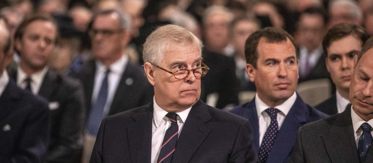 El príncipe Andrés, durante el acto en memoria del Duque de Edimburgo el 29 de marzo de 2022