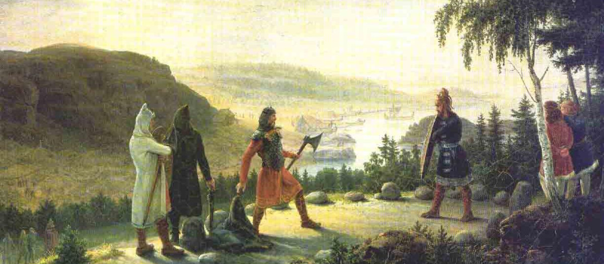 Pintura en el que se representa a Egil Skallagrimsson realizada por Johannes Flintoe