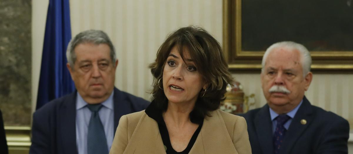 Dolores Delgado, durante su toma de posesión como Fiscal General del Estado, en 2020