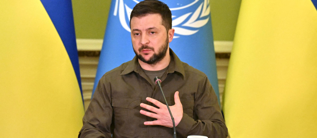 El presidente ucraniano, Volodimir Zelenski, durante una conferencia conjunta con las Naciones Unidas, foto de archivo