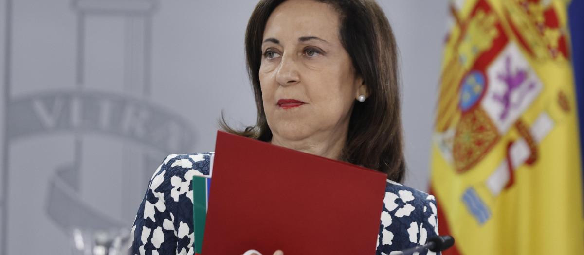 Margarita Robles durante la rueda de prensa de este martes