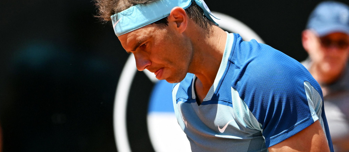 Nadal celebra un punto contra Isner