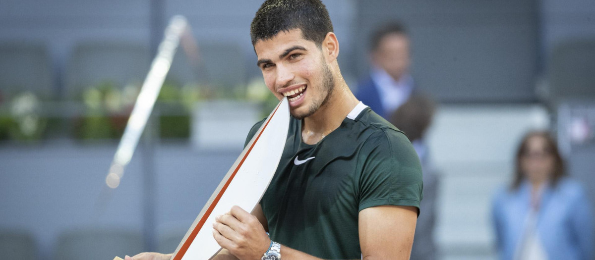 Alcaraz tras ganar el pasado 8 de mayo en Madrid